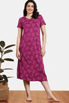 Zivame Gilded Opulence Viscose Mid Length Nightdress - Red Plum — thumbnail 2